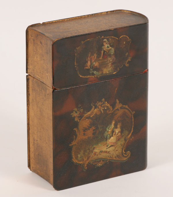 Appraisal: Papier mache lacquered hand painted book box gilt pages five