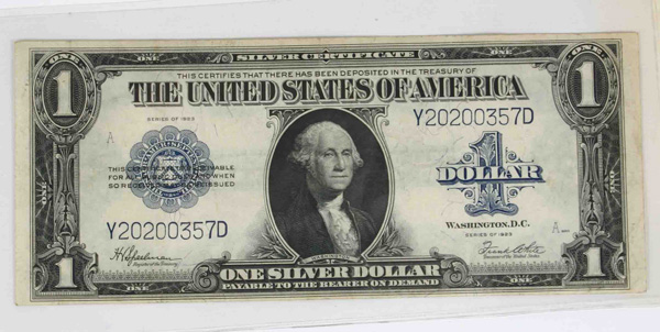 Appraisal: Large Silver Certificate One Dollar VG Condition