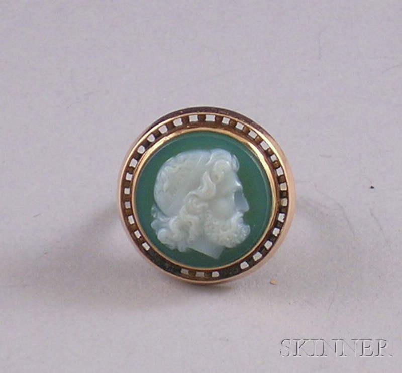 Appraisal: kt Gold and Green Carved Cameo Ring made from a