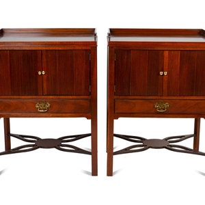 Appraisal: A Pair of Baker Mahogany End Tables th Century Height