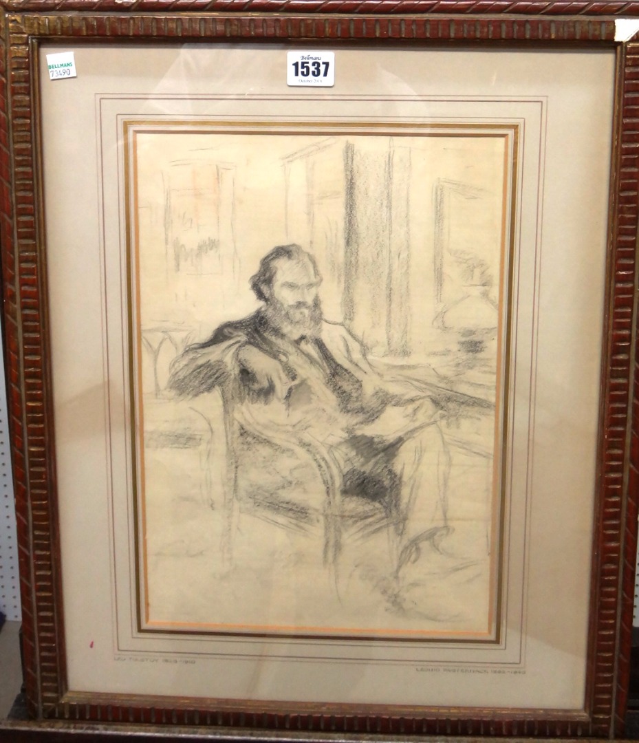 Appraisal: Leonid Ossopowitsch Pasternak - Portrait sketch of Leo Tolstoy pencil