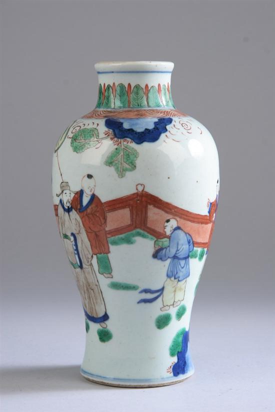 Appraisal: CHINESE WUCAI PORCELAIN VASE Transitional period circa Baluster form painted