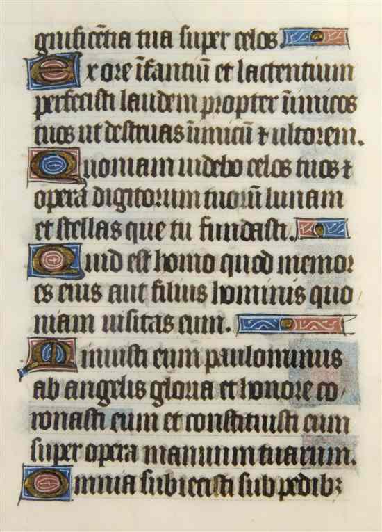 Appraisal: ILLUMINATED MANUSCRIPT LEAVES A group of three leaves from Books