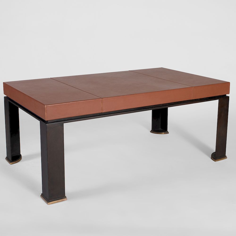 Appraisal: Modern Leather Covered Low Table x x in Condition Very