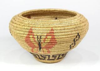 Appraisal: Paiute pictorial basket Paiute pictorial basket executed in the coiled