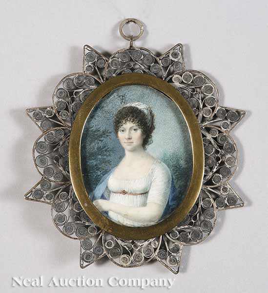 Appraisal: Continental School th c Portrait of a Woman miniature watercolor