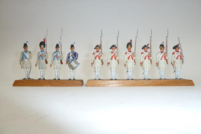 Appraisal: Metayer French Royal Army white uniforms at attention fixed bayonets