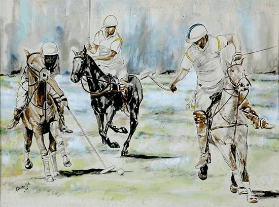 Appraisal: Cherri Nute South Carolina th century POLO MATCH watercolor framed