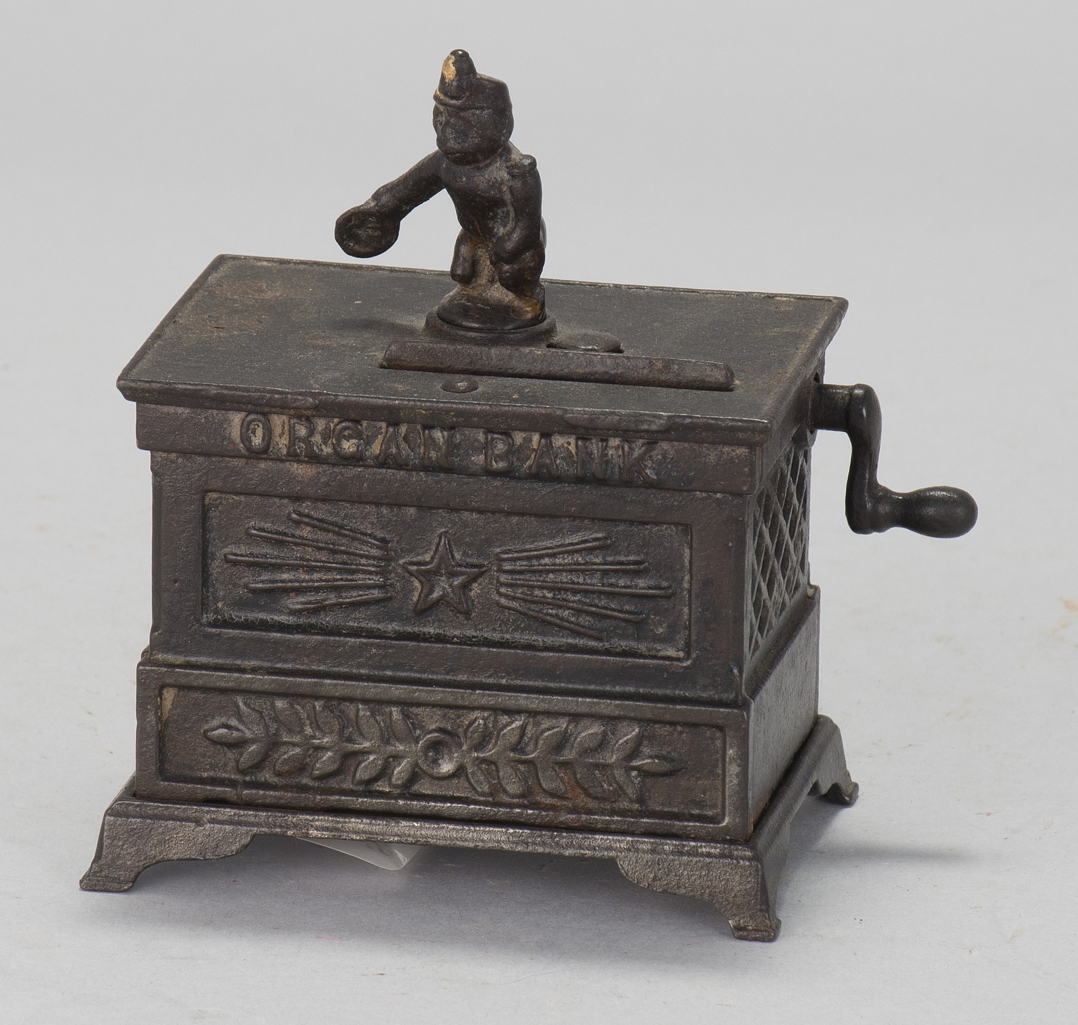 Appraisal: ORGAN BANK CAST IRON MECHANICAL BANK Patented By Kyser Rex