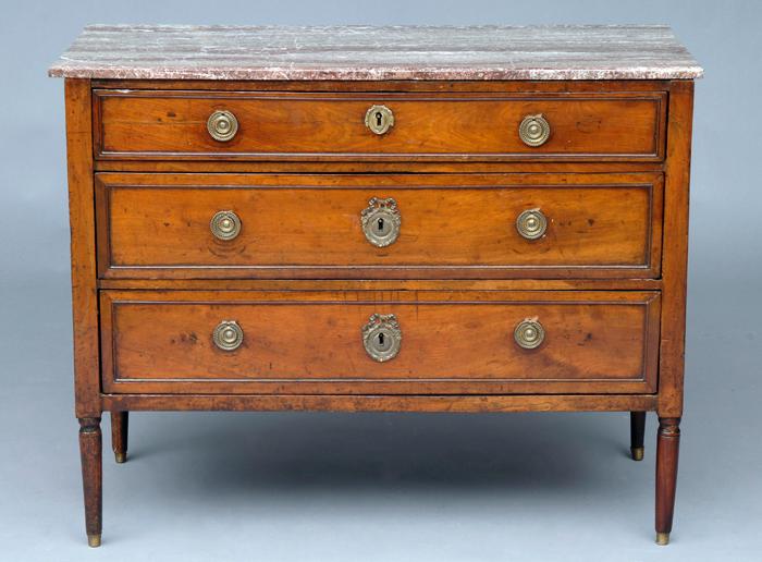 Appraisal: Louis XVI Walnut Commode with Marble Top x x in