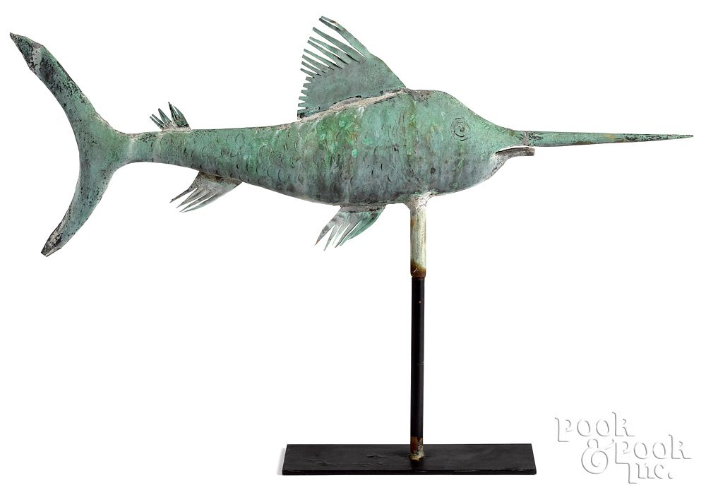 Appraisal: Delaware full bodied copper swordfish weathervane Delaware full bodied copper