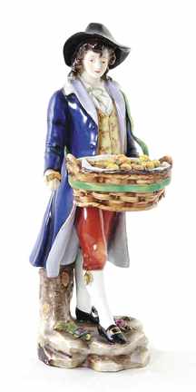 Appraisal: Continental porcelain figure of apple harvester th century young man