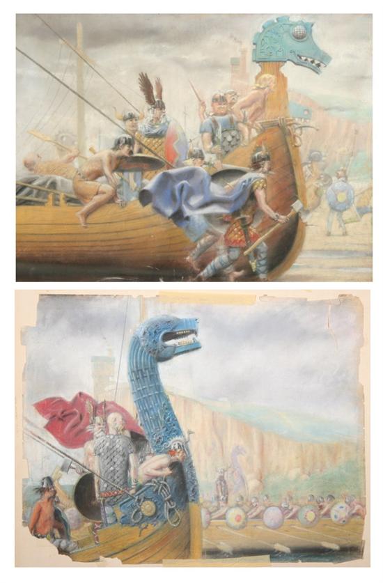 Appraisal: PIERCE RICE American - VIKING SHIPS TWO WORKS pastel on