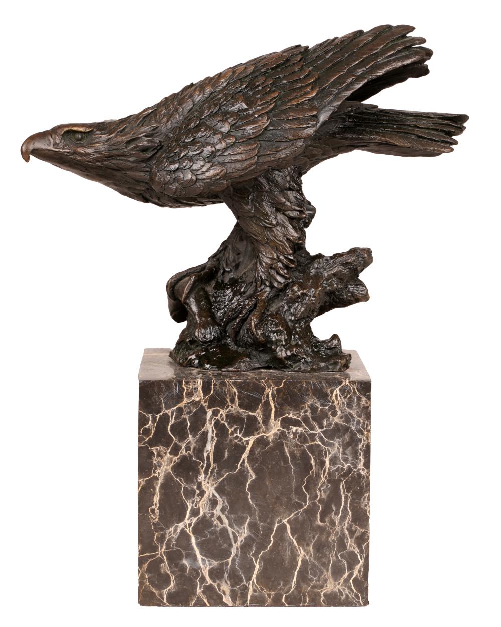 Appraisal: MILO MIGUEL FERNANDEZ LOPEZ B EAGLEpatinated bronze mounted to a