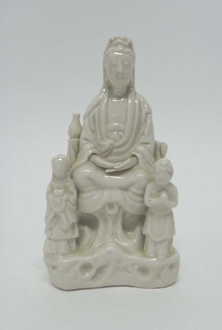 Appraisal: A Chinese blanc-de-chine figure of Guanyin th century modelled seated