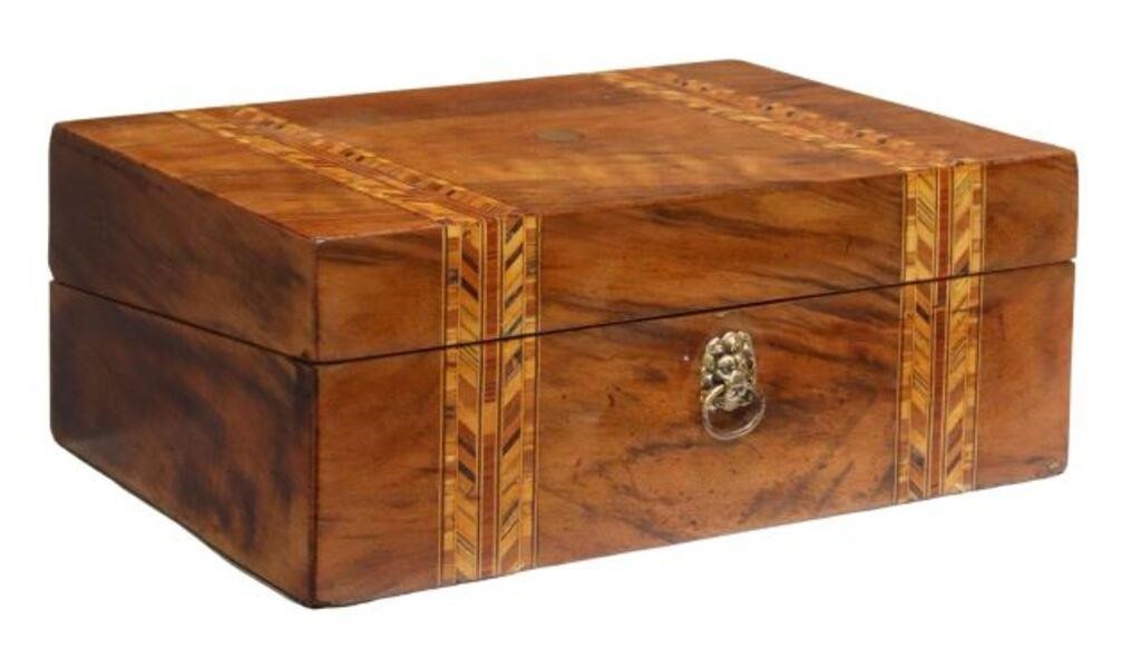 Appraisal: English Tunbridge ware walnut box th c hinged lid with