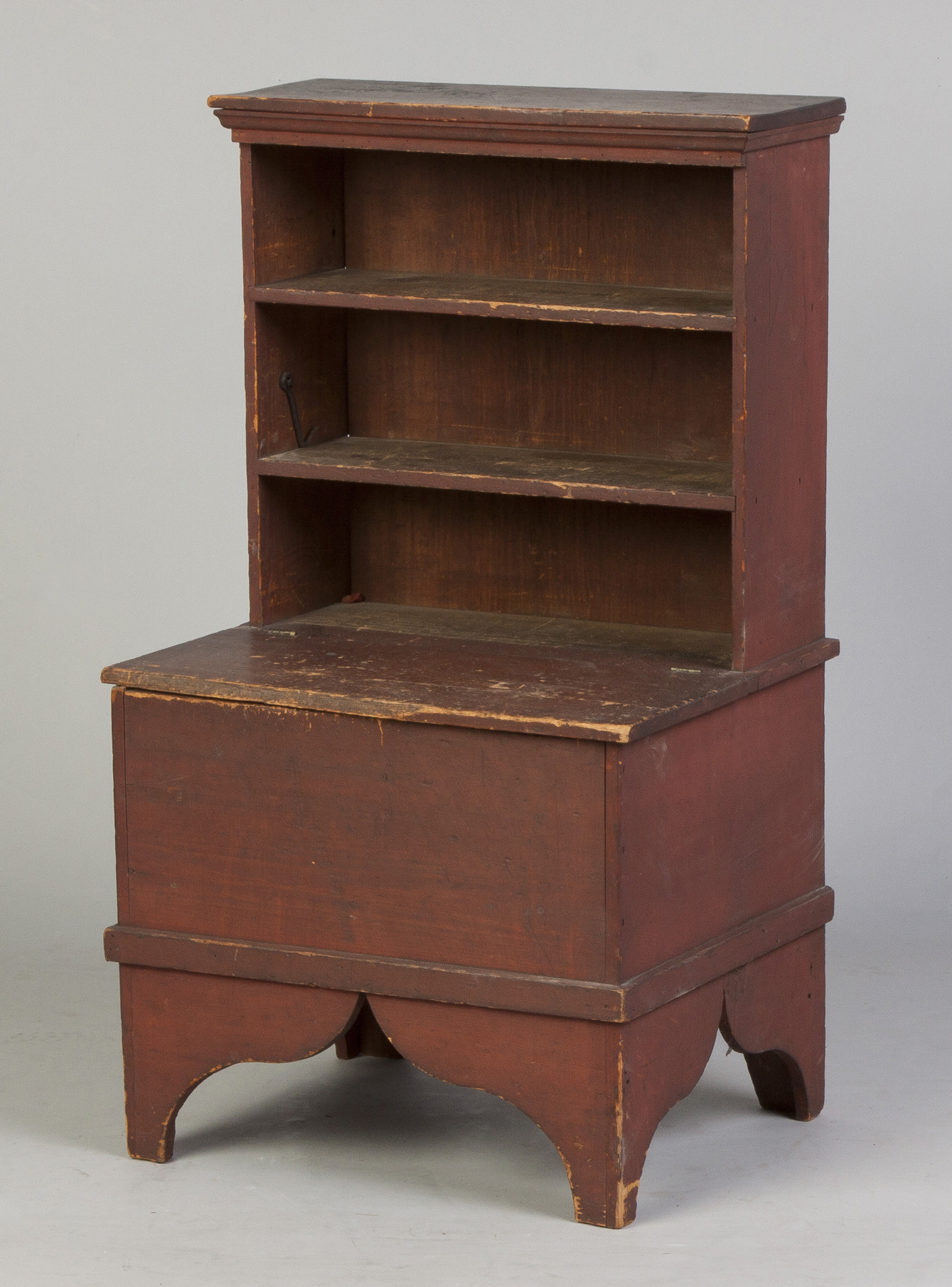 Appraisal: Child's Step Back Pine Cupboard Early th cent Lift top