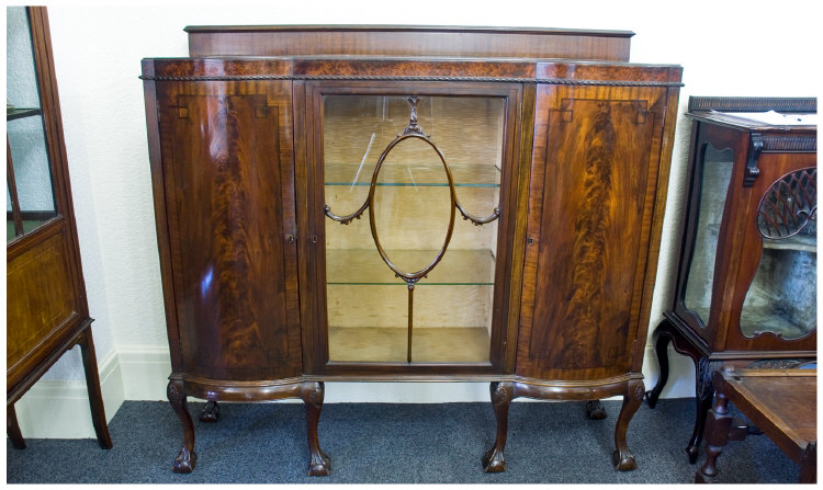 Appraisal: th Century Mahogany Display Cabinet standing on cabriole legs terminating