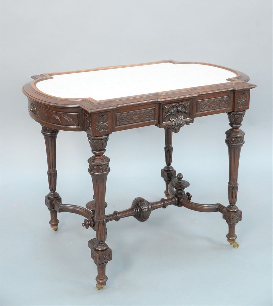 Appraisal: Renaissance Revival Walnut and Burl Walnut Table with inset white