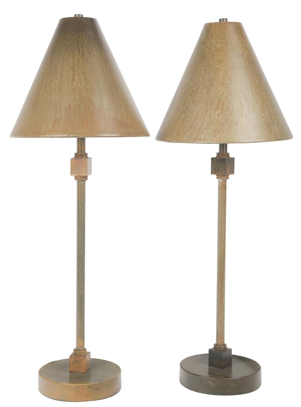 Appraisal: PAIR OF PAINTED METAL TABLE LAMPSunsigned each with one socket