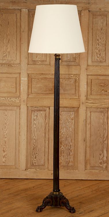 Appraisal: LATE TH C CARVED FLUTED MAHOGANY FLOOR LAMP A late