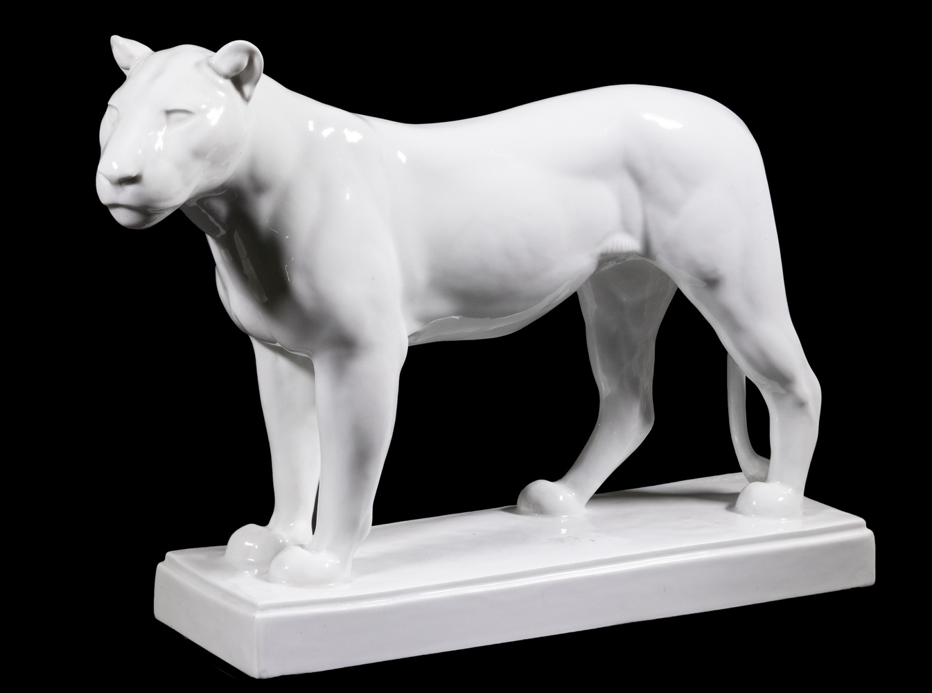 Appraisal: MEISSEN PORCELAIN STANDING LIONESS Large German White Glazed Porcelain Lion