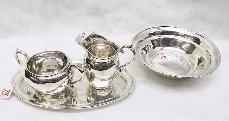 Appraisal: FOUR PIECES STERLING SILVER HOLLOWWARE Gorham cream pitcher and sugar