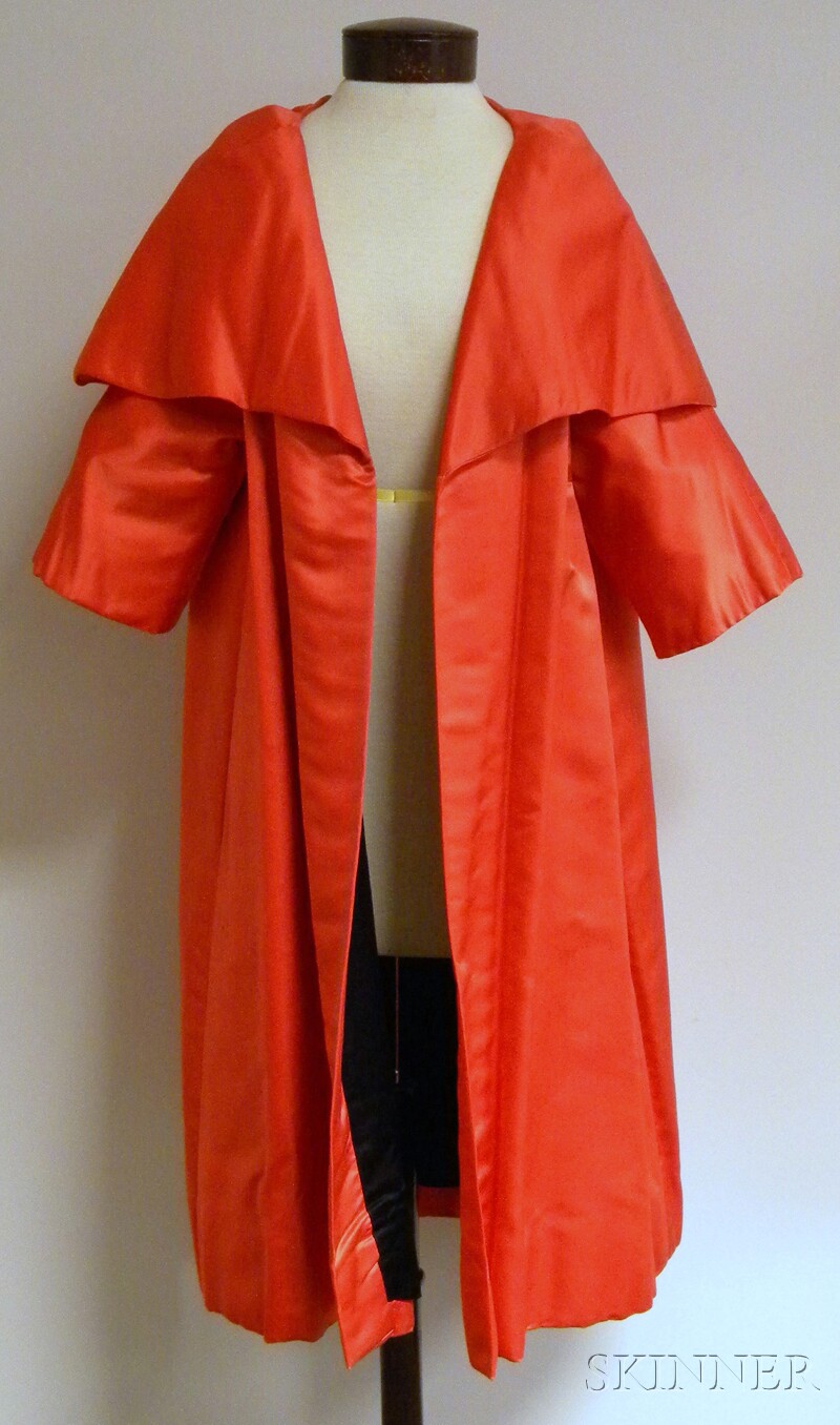 Appraisal: s Helena Barbieri Coral Silk Swing Coat approx size large