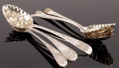 Appraisal: Six George III silver berry spoons various makers London -