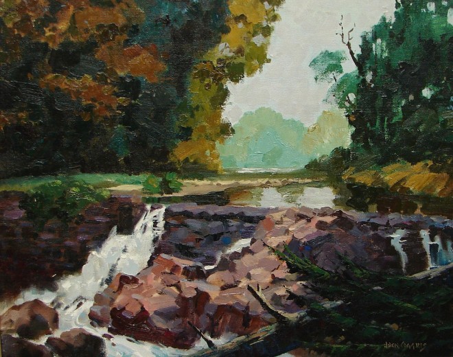 Appraisal: Jack Banham Coggins Waterfall oil on canvas board x SLR