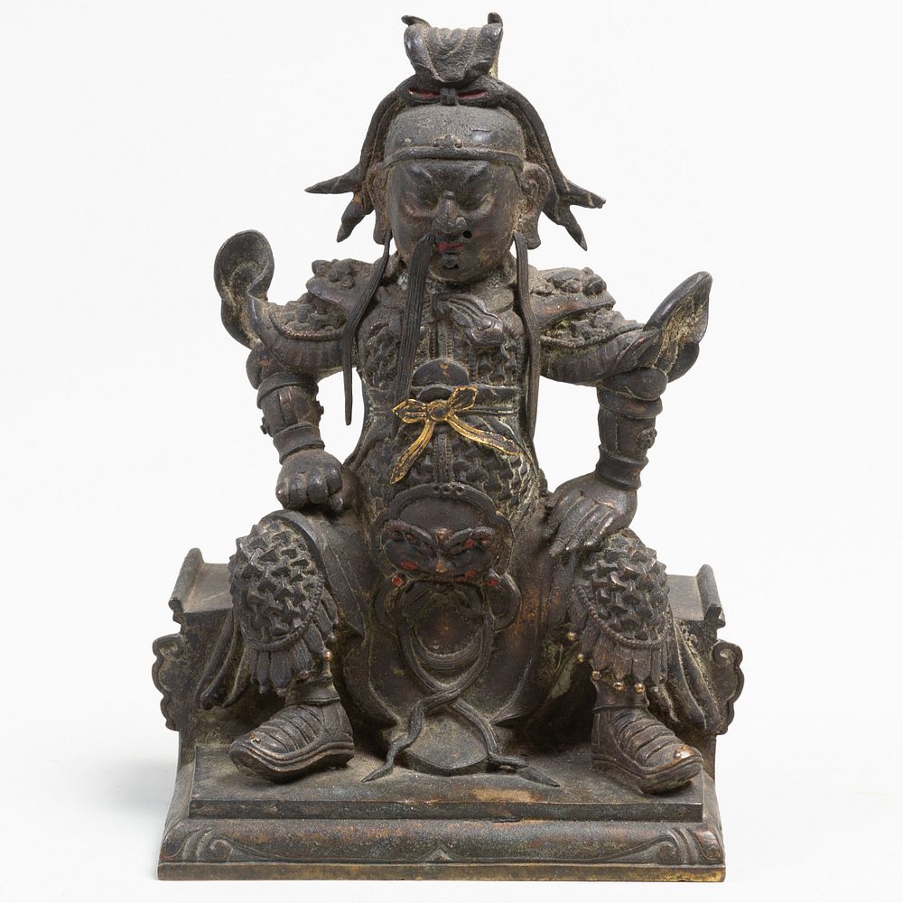 Appraisal: Chinese Bronze Figure of Guandi Dressed in full armor under