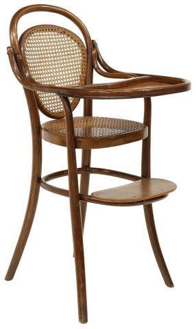 Appraisal: Bentwood and cane child's highchair Jacob and Josef Kohn c