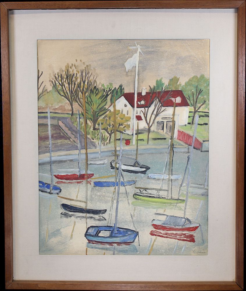 Appraisal: Yeoman Signed th C Harbor Scene Yeoman Signed th C