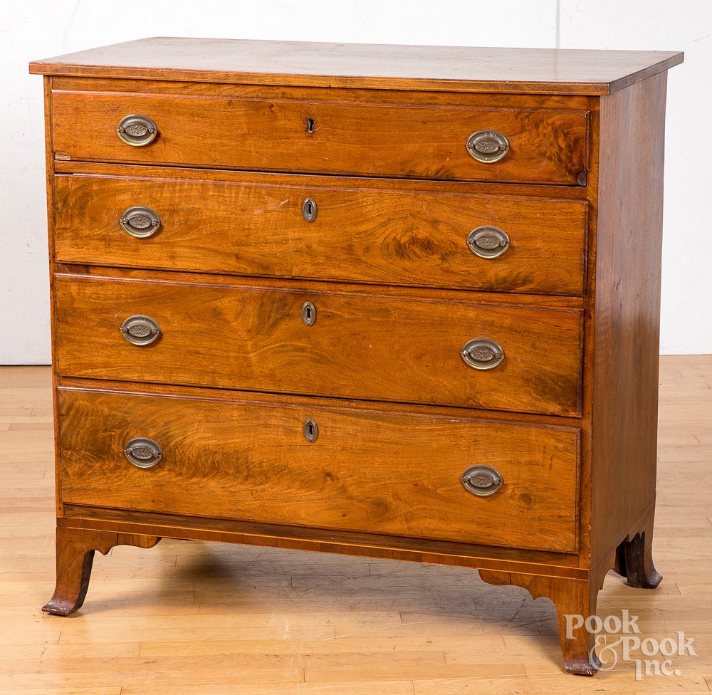 Appraisal: Pennsylvania Federal walnut chest of drawers Pennsylvania Federal walnut chest