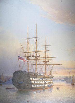 Appraisal: William Frederick Mitchell - H M S Victory in Portsmouth