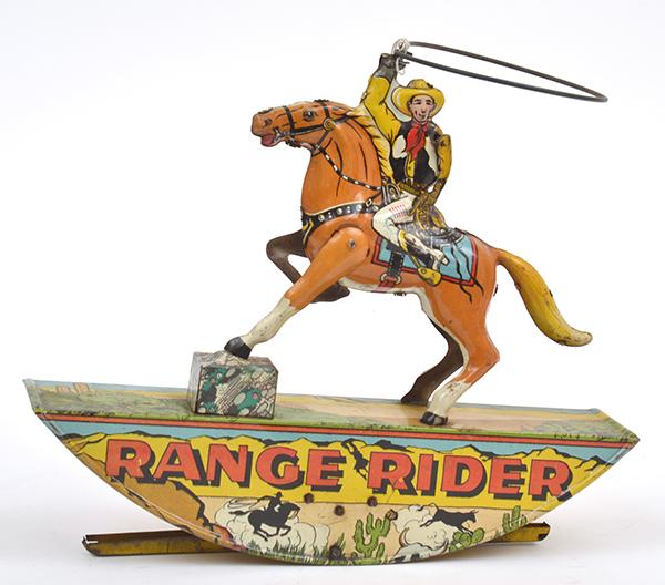 Appraisal: MARX TOYS RANGE RIDER COWBOY TINPLATE CLOCKWORK PERMANENT KEY CM