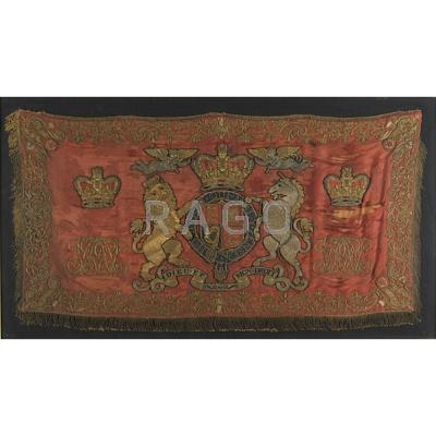 Appraisal: ENGLISH ROYAL COAT OF ARMS Tapestry early th c framed