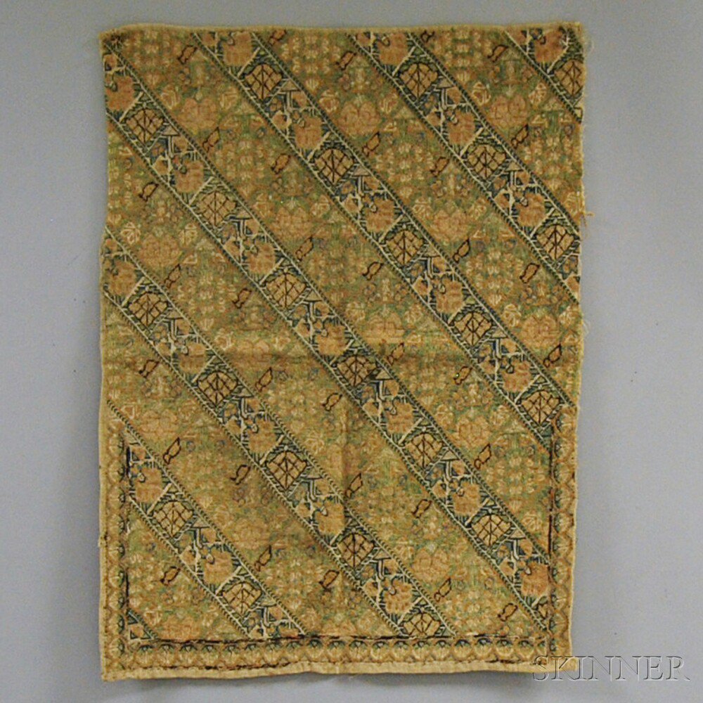 Appraisal: Textile Persia th century needlework with repeated diagonal designs x