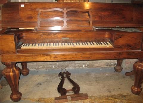 Appraisal: AMERICAN ROSEWOOD MAPLE SQUARE PIANO th century with inscribed metal