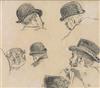 Appraisal: WINSLOW HOMER Studies of Men in Hats Pencil on paper