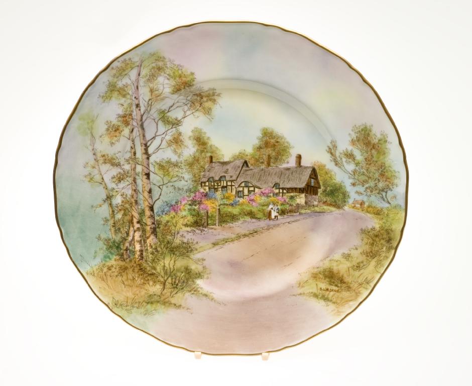 Appraisal: ROYAL WORCESTER PORCELAIN NAMED CABINET PLATE ANNE HATHAWAY'S COTTAGE of