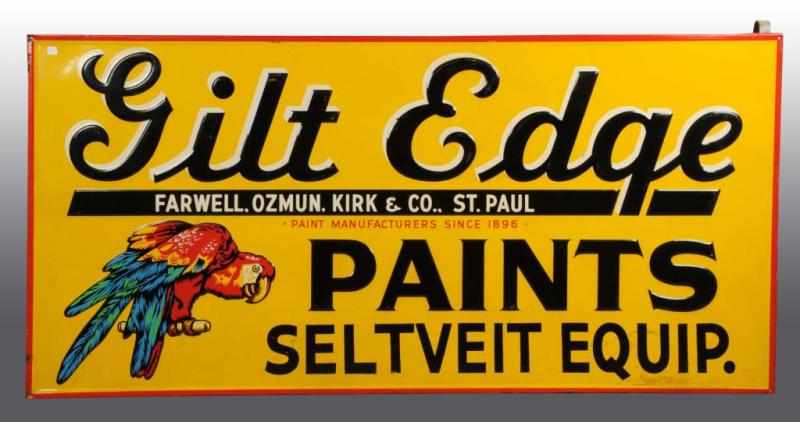 Appraisal: Tin Gilt Edge Paint Sign Description Nice image of parrot