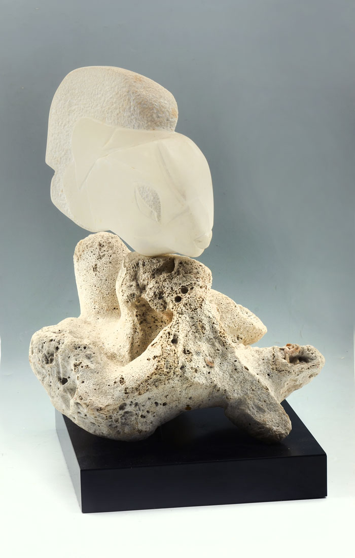 Appraisal: KATZ William American - ''Angel Fish'' Alabaster and Coral ''