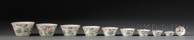 Appraisal: Set of Ten Porcelain Graduated Nesting Cups Tao Kuang mark