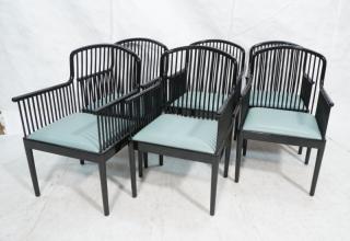 Appraisal: Set STENDIG Ebonized Spindle Arm Chairs Bowed back with spindle