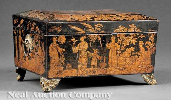 Appraisal: An Antique Continental Penwork Coffer th c sides decorated with