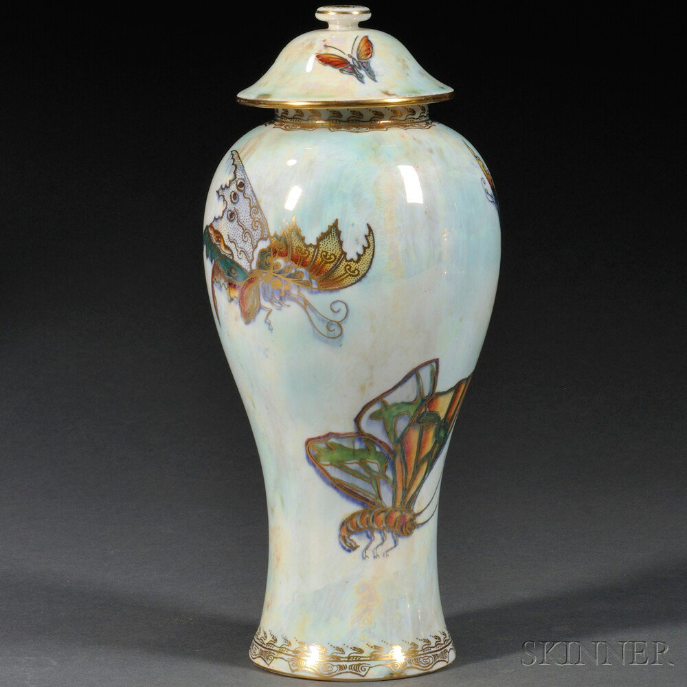 Appraisal: Wedgwood Butterfly Lustre Vase and Cover England c shape pattern