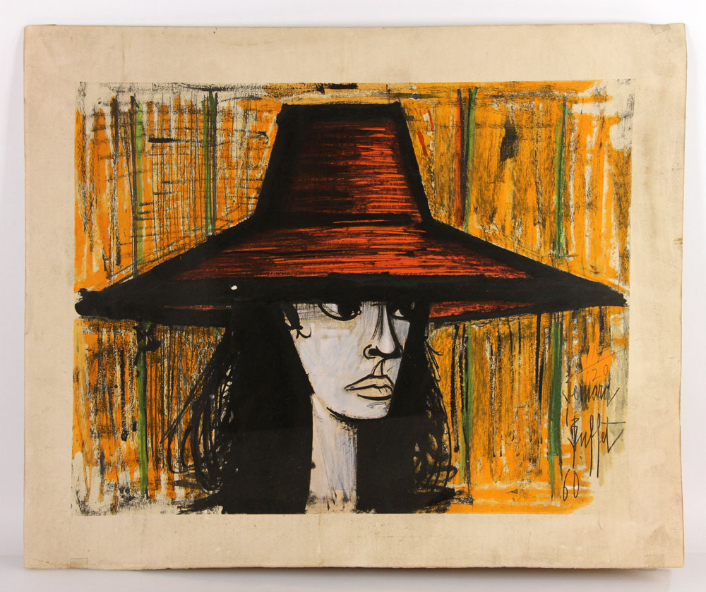 Appraisal: - Buffet Woman with Hat Print Bernard Buffet woman with