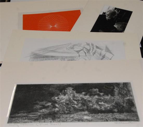 Appraisal: A Solander Of Works on Paper Approx pc artwork By