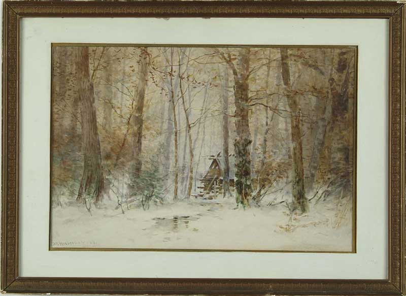 Appraisal: DUBOIS FENELON HASBROUCK American - CABIN IN THE WOODS Watercolor